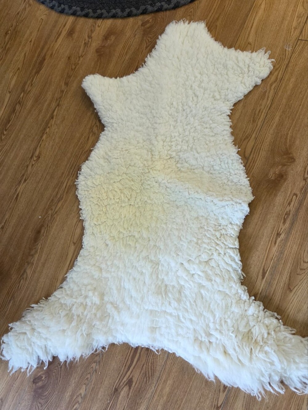 Genuine Natural White Curly Sheepskin Rug - Hand-Tanned Organic Lambskin Hide